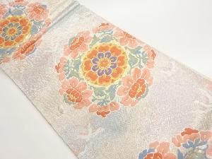 佐賀錦草花華文に花喰い鳥模様織出し袋帯